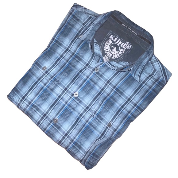 Men’s Kuhl Long Sleeve Button Down Shirt Blue Plaid Size Small - Picture 6 of 11